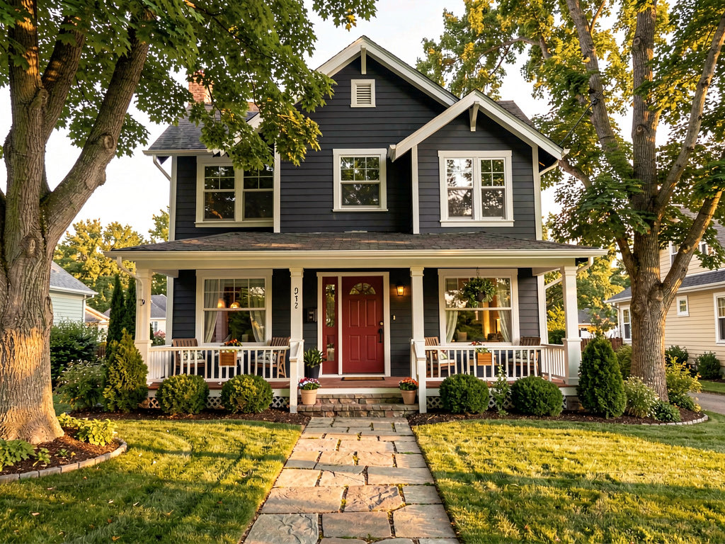 Same ranch home rendered in three exterior paint directions by Remodel AI free tier