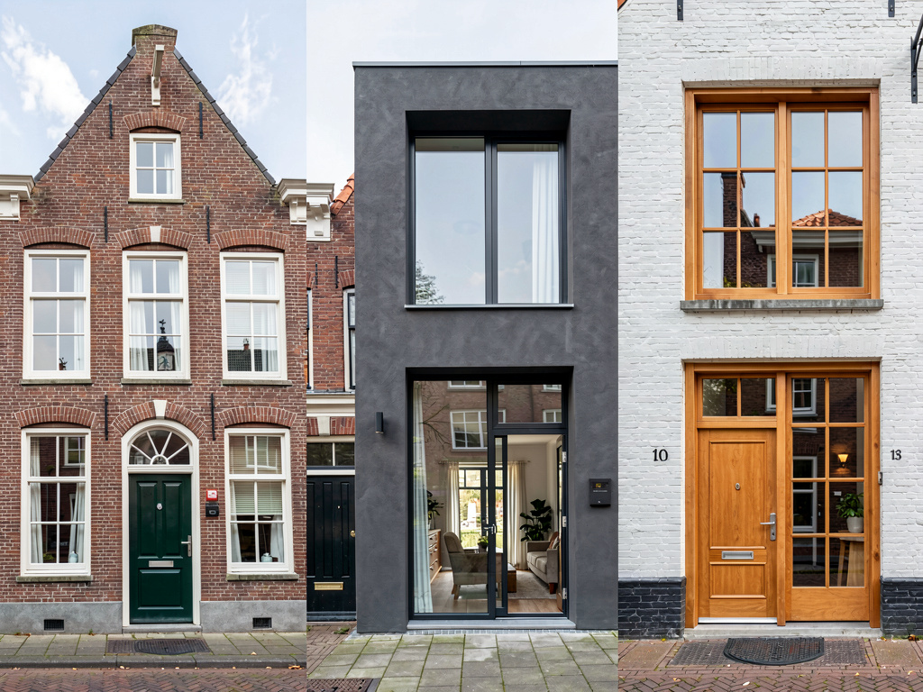 Hetzelfde Hollandse huis in drie verschillende exterieurstijlen