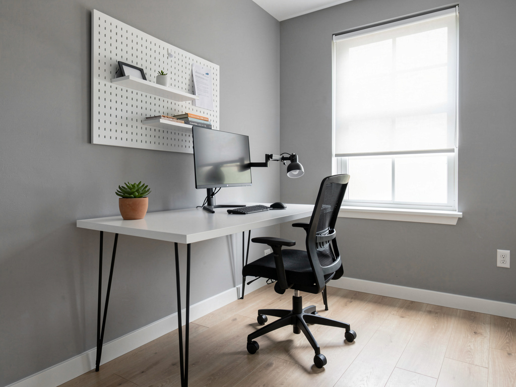 Minimalist home office designed with AI