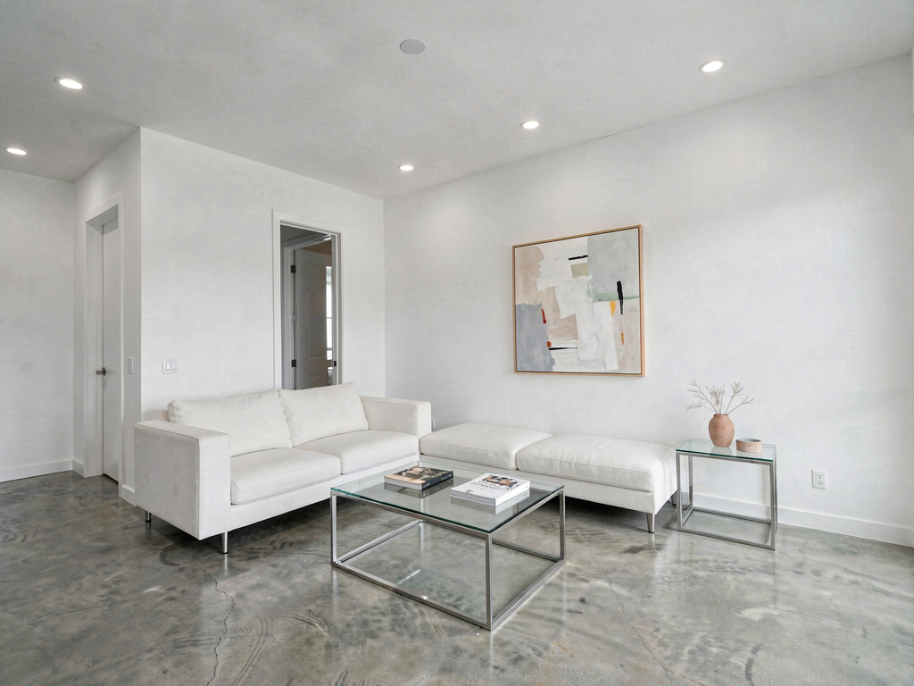 Interior design styles modern minimalist living room with white sofa and clean lines