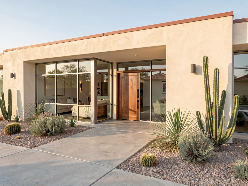 A house redesigned in desert contemporary style by Remodel AI