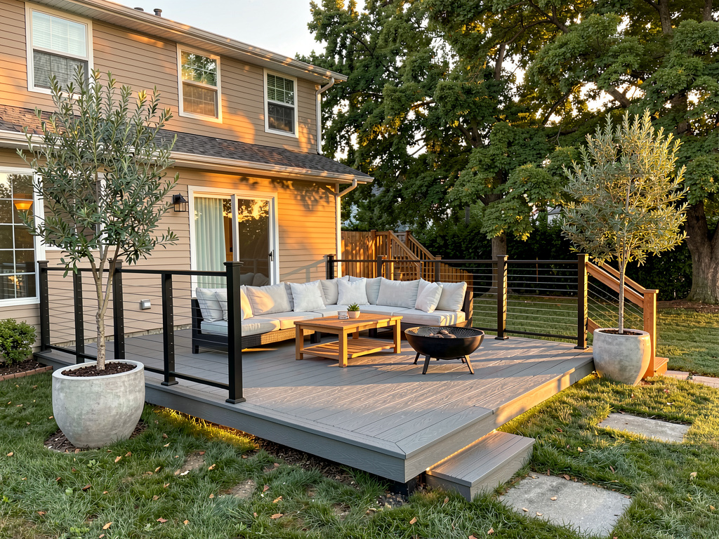 A deck redesigned in modern minimalist style by Remodel AI