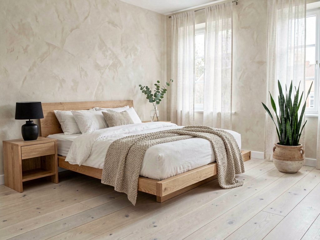 A bedroom redesigned in Scandinavian style by Remodel AI