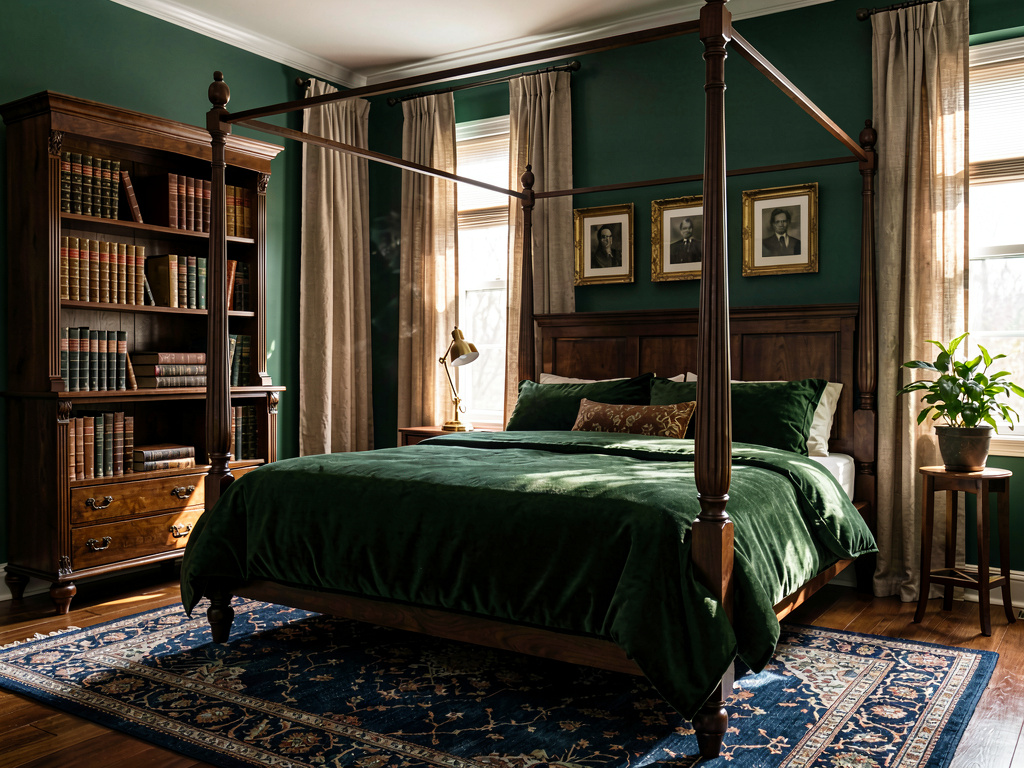 A bedroom redesigned in dark academia style by Remodel AI