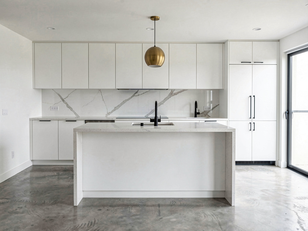 A kitchen redesigned in modern minimalist style by Remodel AI
