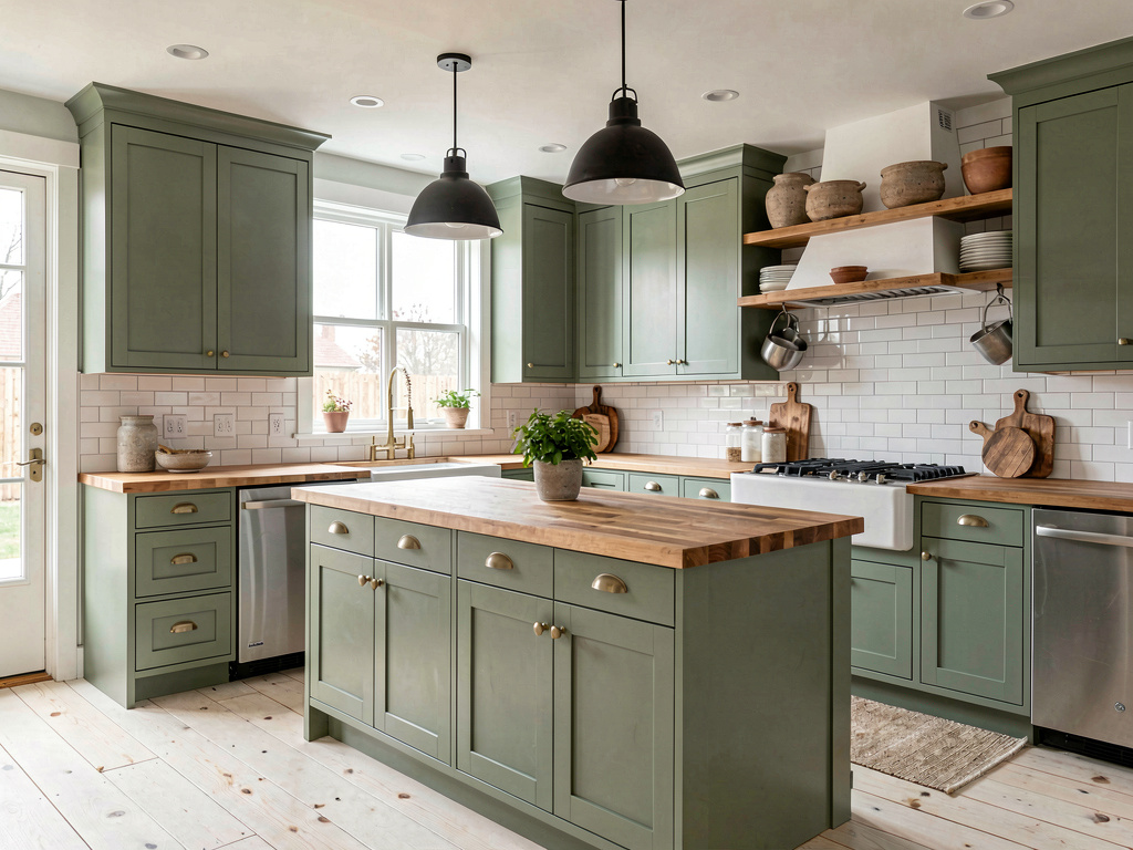 A kitchen redesigned in modern farmhouse style by Remodel AI