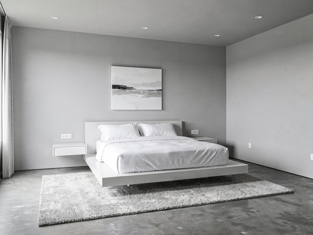 Modern minimalist master bedroom ideas with platform bed and neutral tones