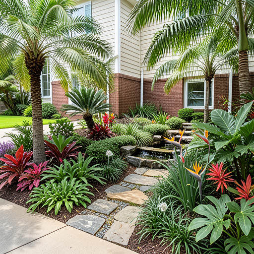 Tropical Garden with small water feature