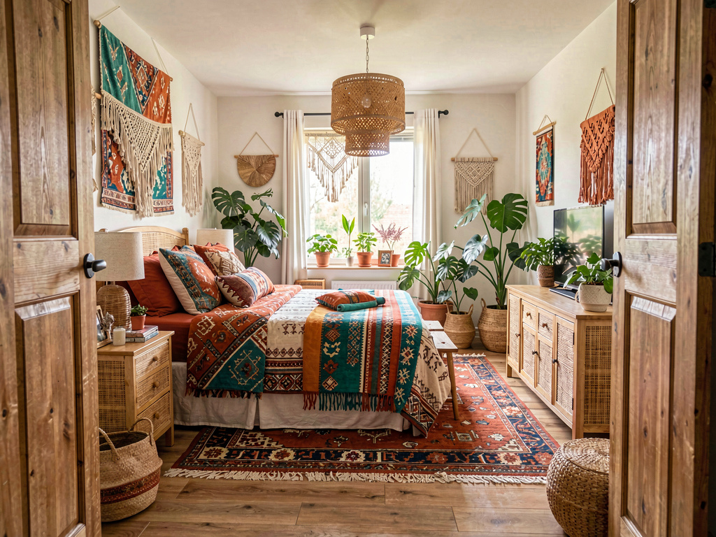 Bohemian Bedroom wide angle view