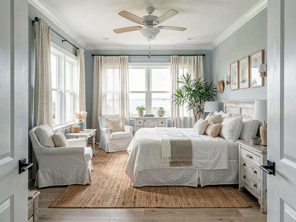 Coastal Bedroom wide angle view