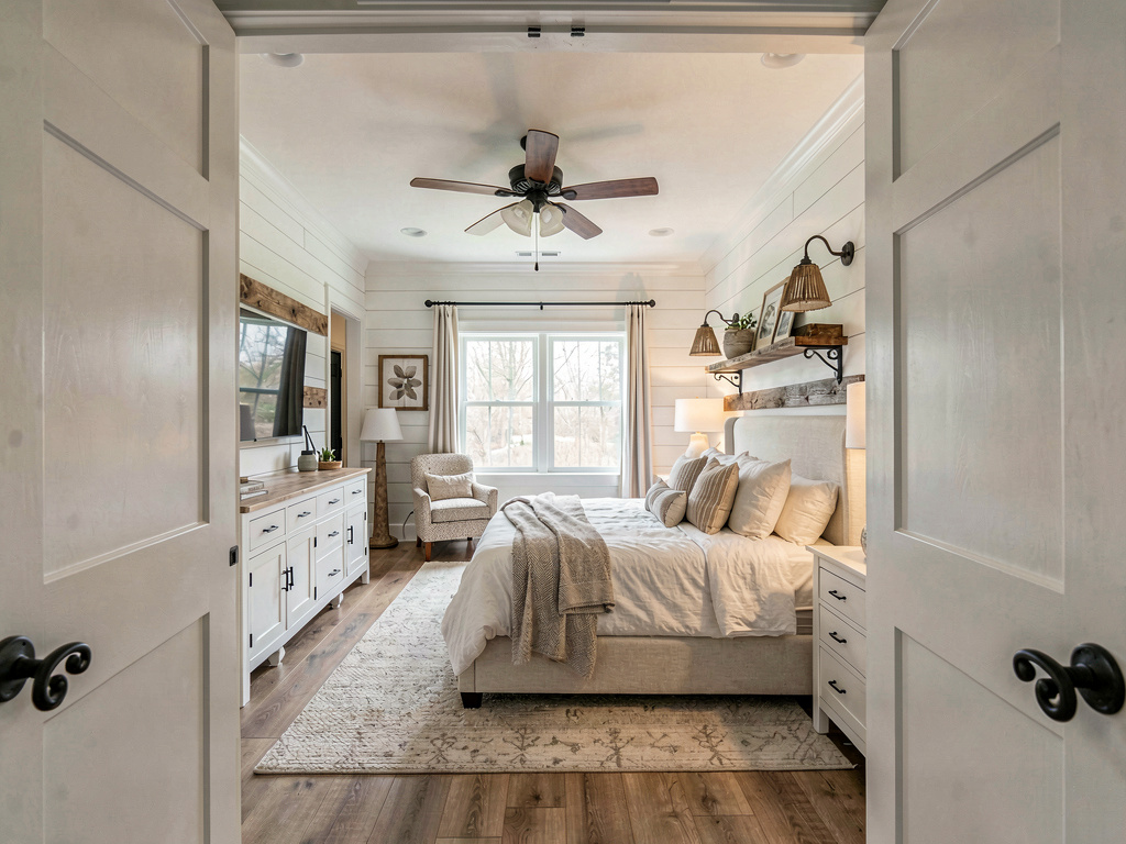 Farmhouse Bedroom wide angle view