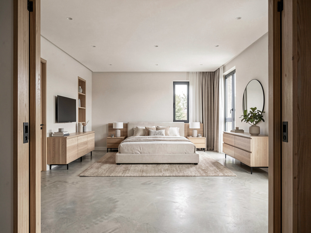 Modern Bedroom wide angle view