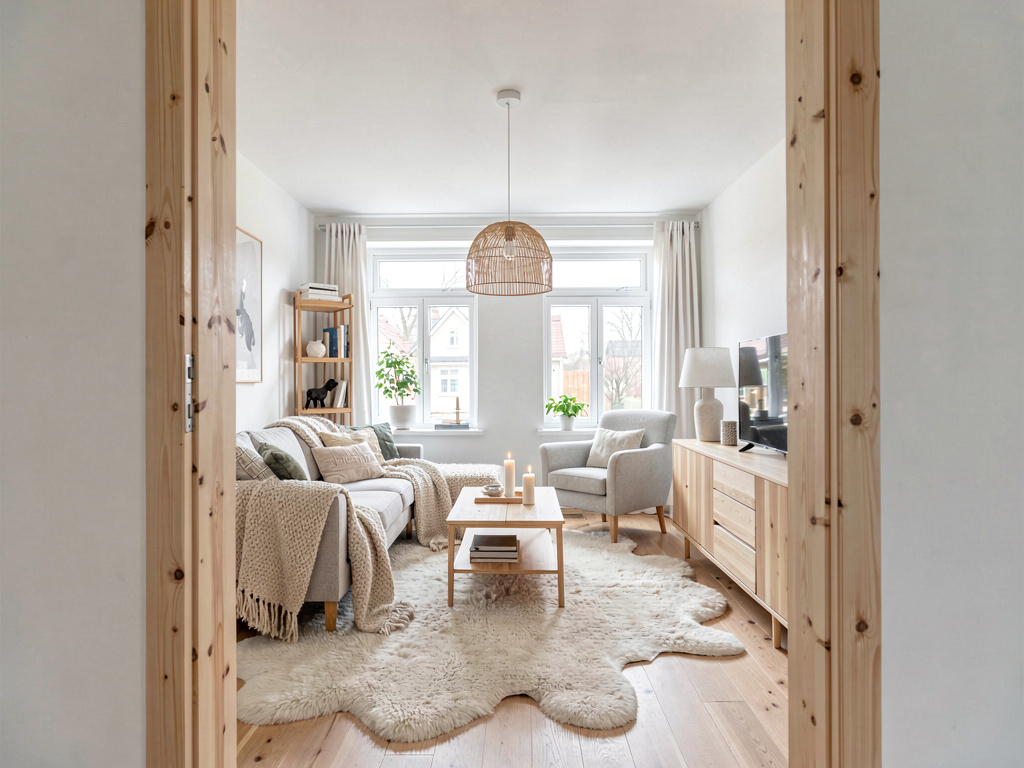Scandinavian Living room wide angle view