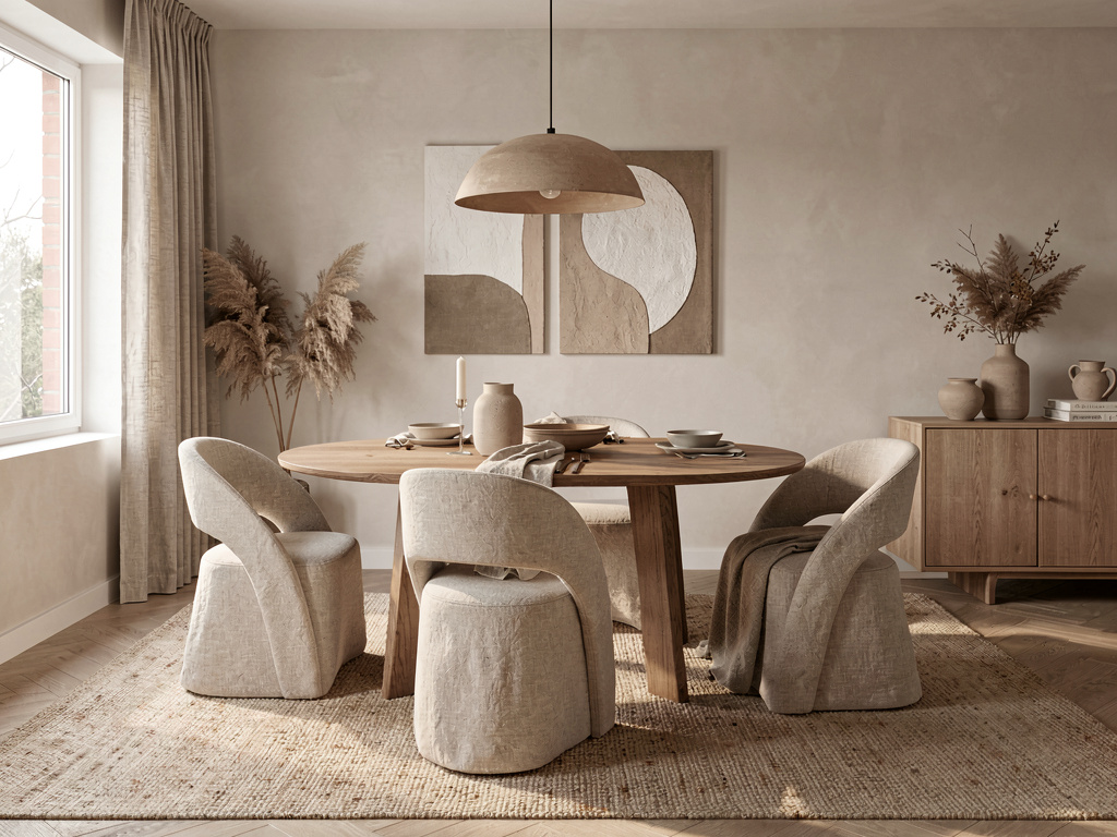 Warm Minimalist dining room design